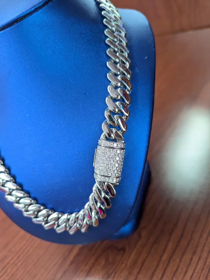 Rare 456g Platinum Necklace With 5CTS VS Diamonds Cuban Necklace 20" - Image 2 of 4