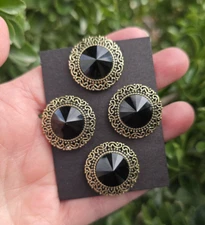 Gold, Black Rivoli Crystal Magnetic Pins . Saddle Seat, Western, Hunt Seat pins.