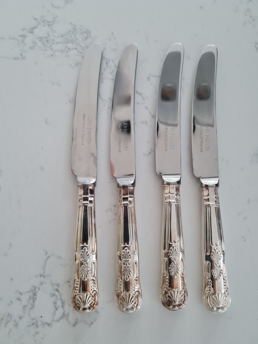4 Arthur Price John Mason Epns Dinner Table Knives 24.7cm Silver