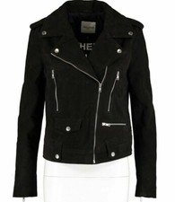 Each X Other Black Suede Leather Motorcycle Biker Jacket Uk12 Eu40 Us8 L Rrp€990