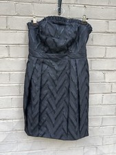 Alice And Olivia Size S Black Strapless Chevron Textured Dress Pockets Cocktail