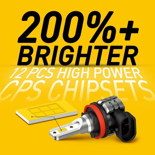 Super Bright LED Fog H11 H16 Light Bulb Wireless Lamps 3000K Yellow Fanless 2PCS - Picture 3 of 9