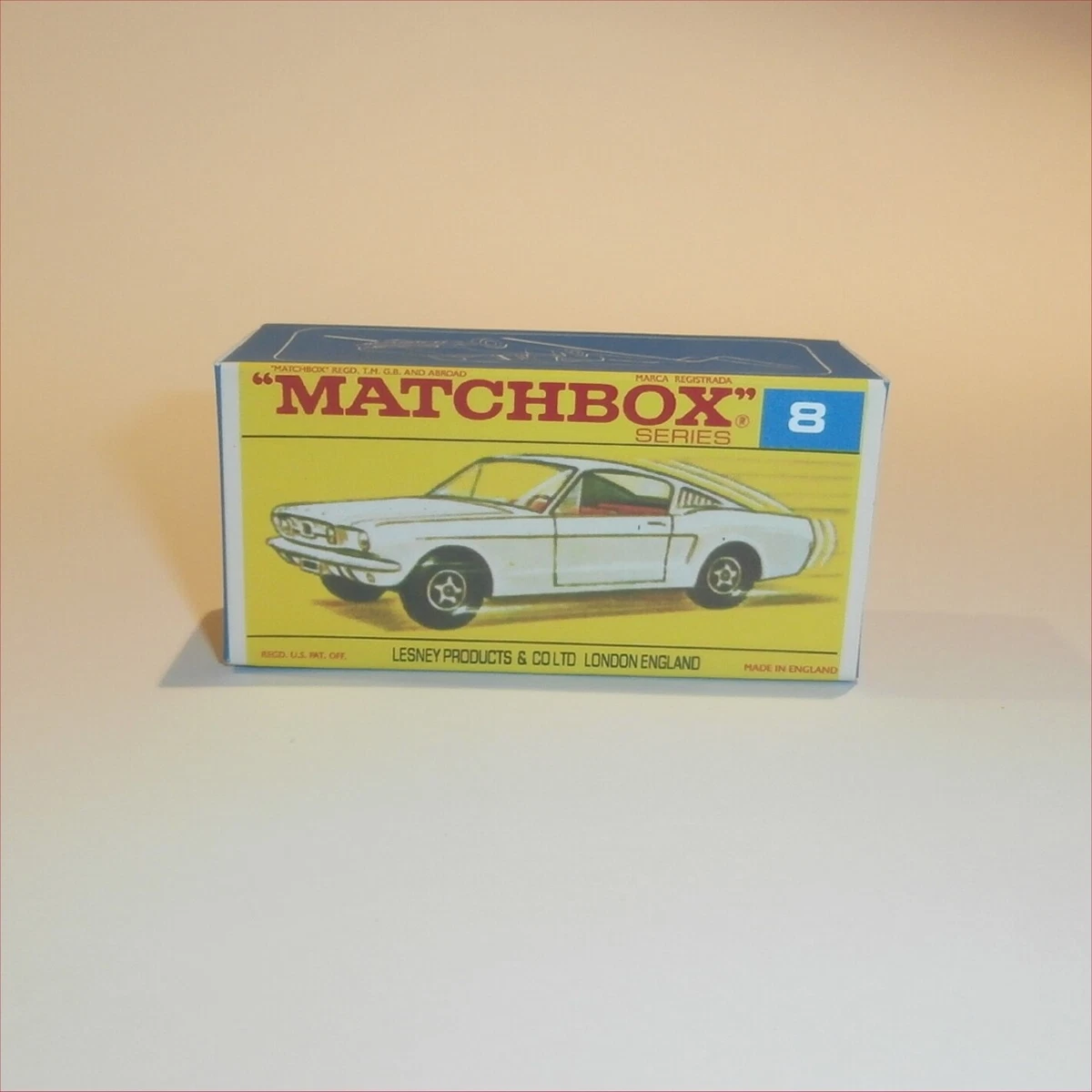 Matchbox Lesney Superfast 8 e1 Ford Mustang Empty Repro F SF2
