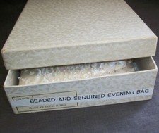 Vintage Evening Bag 1950s White Hand Beaded Clutch Iridescent Sequined Purse MCM