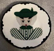 Mid Century Vintage Victorian Felt Woman Plate