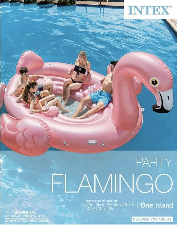 Intex 57297EP Giant Inflatable Flamingo Party Island Ride On