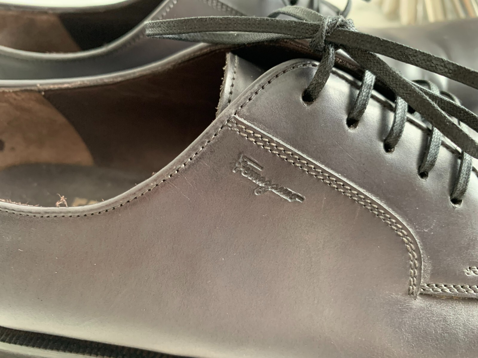 SAOLA Scarpe eleganti derby uomo Salvatore Ferragamo in pelle grigio ardesia misura 8 5 D