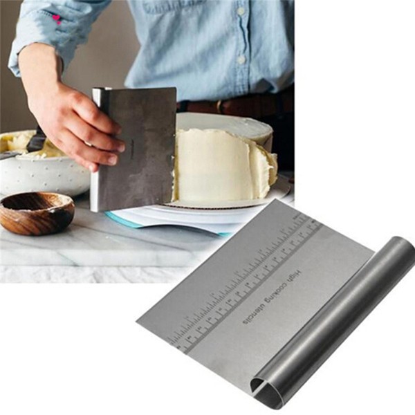 Cortador raspador de masa de pizza de acero inoxidable con escala herramienta de pastelería harina de cocina