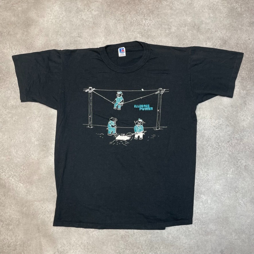 Illinois Power T-Shirt Mens 3 Pigs Graphic Single Stitch Tee Black Large image 2