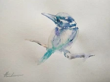 Kingfisher, Birds, Watercolor artwork, Handmade, Original painting on paper
