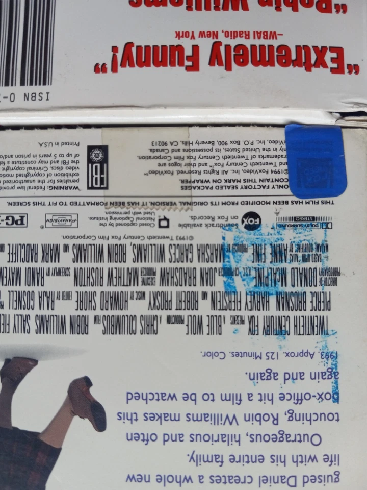 4x Robin Williams VHS Patch Adams, Mrs. Doubtfire, Fathers Day, JACK - Image 4 of 4