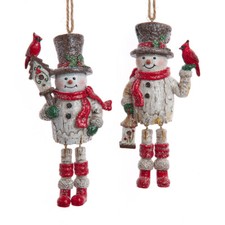 Birch Berries Snowman With Dangle Legs Ornaments
