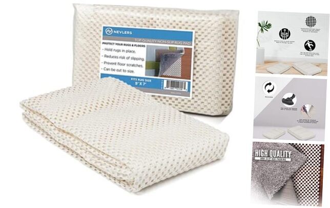Non Skid Rug Pad 5x7 ft | Extra Thick Rug Gripper | Premium Non 5' x 7' White