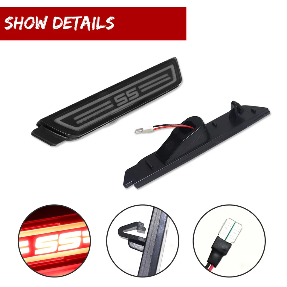 Luces LED marcadoras laterales reflectoras de parachoques trasero rojas SS para Chevrolet Camaro 2010-15 Foto 3 de 4