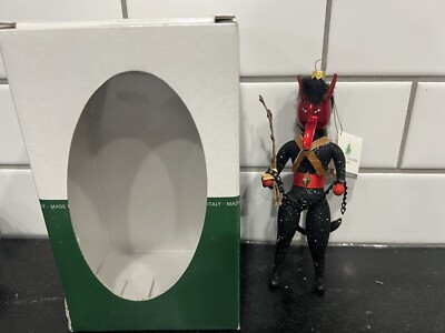 De Carlini Krampus Hand Blown Glass Ornament 7'' Italy NWT & Box