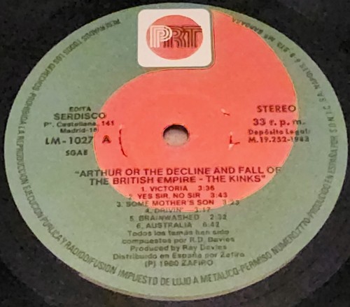 The Kinks Arthur Or The Decline & Fall Of The British Empire Vinyl LP 1983 Spain - Picture 4 of 5