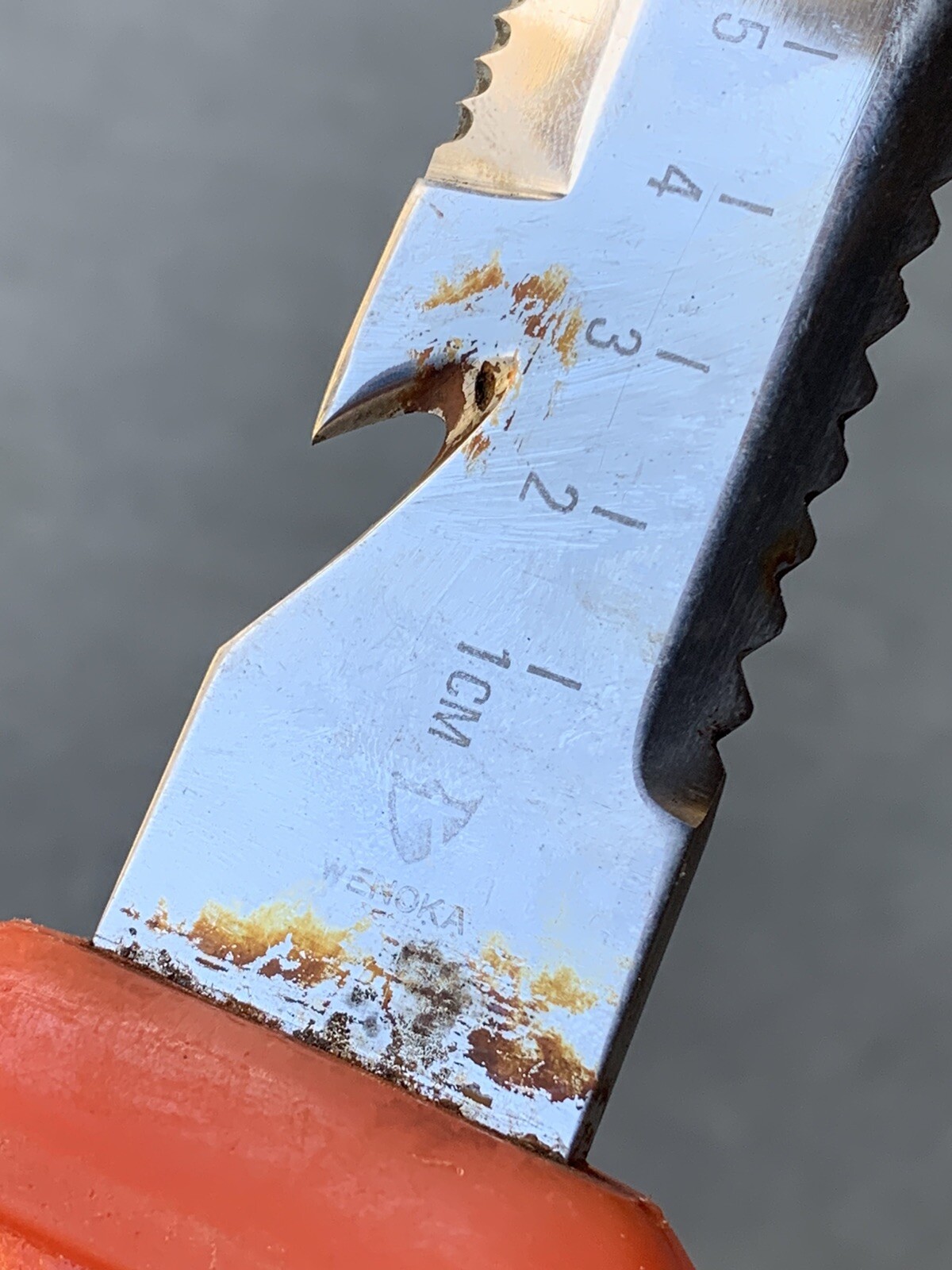 Wenoka 7799 King Dive Knife Abalone Made In Japan Orange NO SHEATH Rare