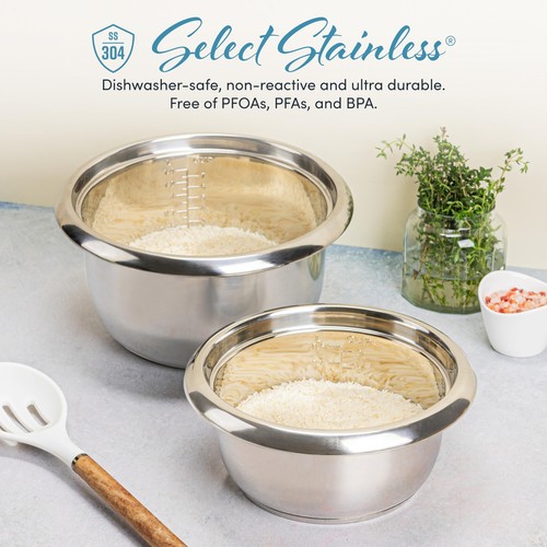 Housewares Select Stainless Rice Cooker & Warmer with Uncoated Inner Pot 3-Cu... - Picture 3 of 7
