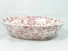 ANTIQUE Villeroy & Boch Mettlach Red Maroon Oval Serving Bowl 8" x 6" Saar-Basin