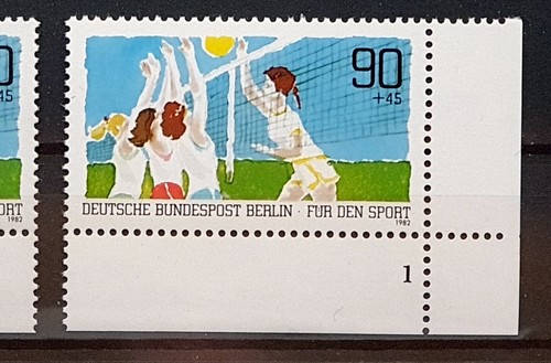 Berlin 1982 ** 4x Mi 665 Sport 90Pf vom Eckrand Ecke mit Formnummer 1 Fn1 02552B - Bild 5 von 5