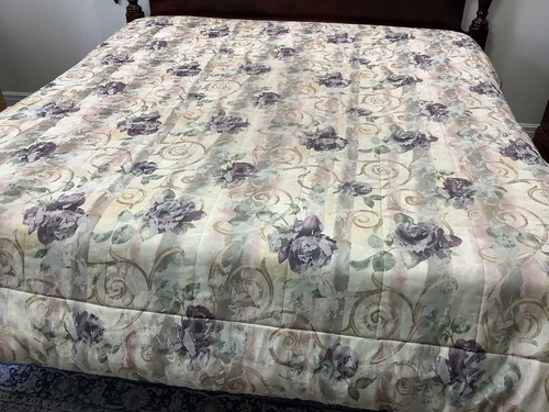 CROSCILL Cassis Chambord Purple Rose QUEEN Comforter