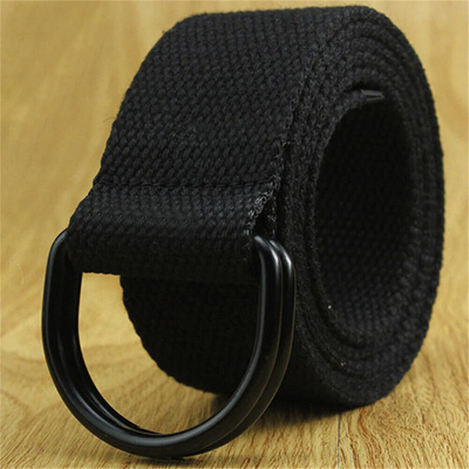 Military Canvas Web Belt Double D-ring Buckle Men Women Unisex Gift New