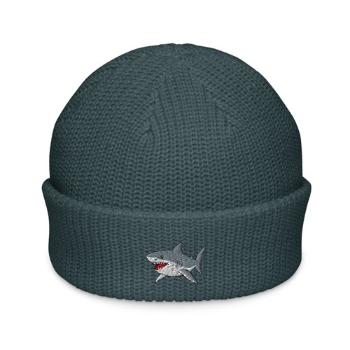 Great White Beanie | Embroidered Shark Fisherman Hat - Picture 5 of 13