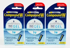 3 COMPOUND W Wart Remover FAST ACTING GEL .25oz Maximum Strength salicylic acid