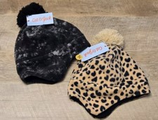 2 Qty CAT  JACK Kid Cozy Soft Fleece Pom Beanie Hat One Size