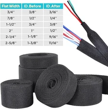 Black 2:1 Ratio Automotive Heat Shrink Braided Sleeving Tube Protect Cable/Wires