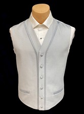 Men's After Six Silver Tuxedo Vest Fullback Formal Wedding Groom Prom Medium M