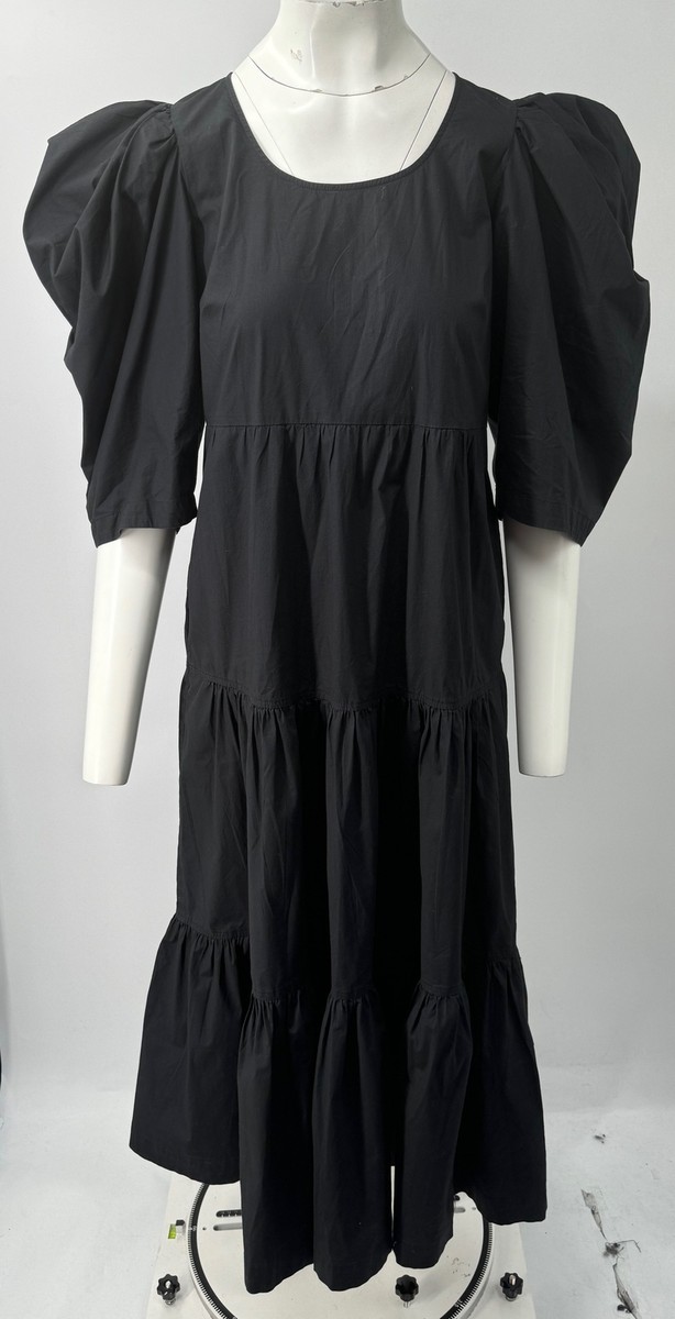 Sea New York black puff shortsleeve tiered long cotton maxi Sea New York black puff shortsleeve tiered long cotton maxi