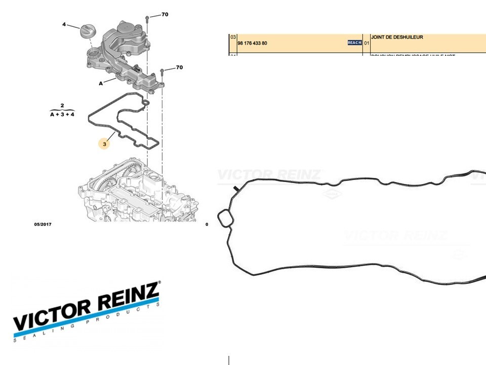 Joint étanchéité 1.2 THP 9817643380 cache-culbuteurs pour DS et Toyota