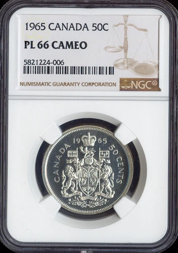 1965 Canada Silver 50 Cents 50C NGC PL66 Cameo - Quality