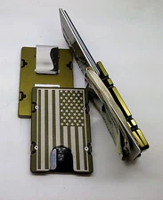 American Flag, Aluminum Wallet/Credit Card Holder, RFID protection, Green