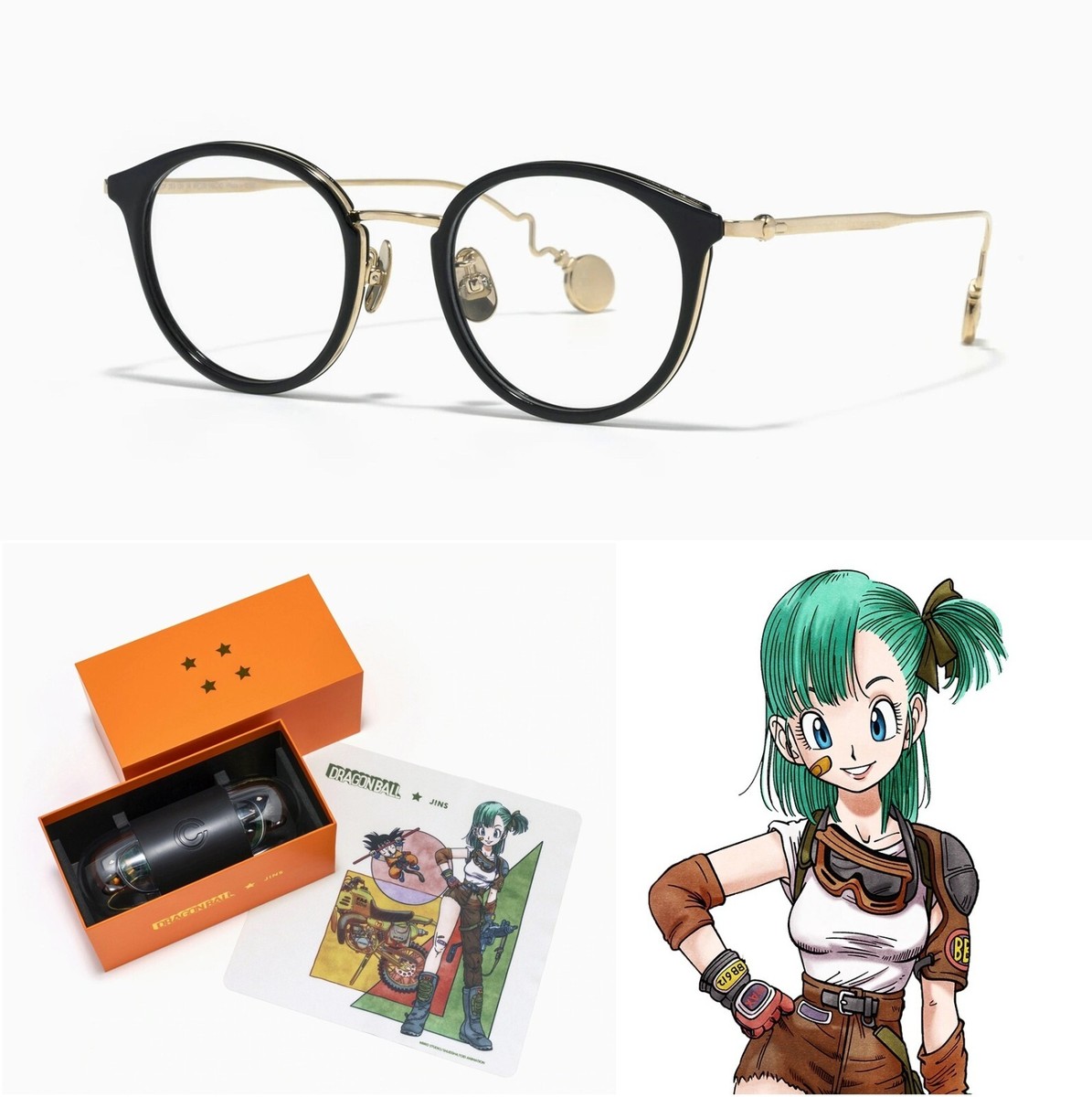 Dragon Ball Bulma Eyeglass Glasses Frame Black Metal Unisex JINS