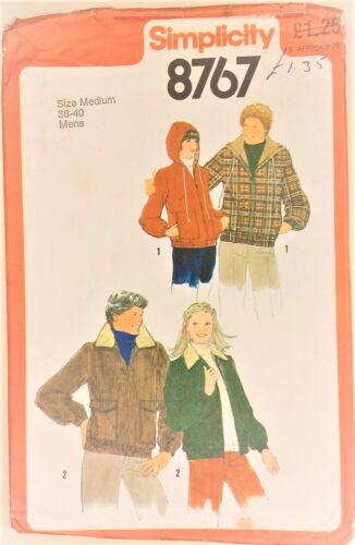 Simplicity 8767 Lined Casual Harrington Bomber Hoodie Hooded Jacket M - Picture 1 of 3