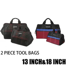 2PCS Heavy Duty Tool Bag 13''&18'' Tool Storage Bag Tote Oxford Zip-Top Bags NEW
