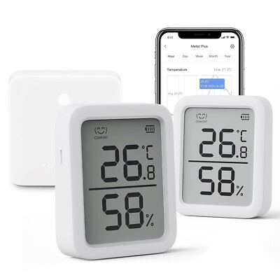 SwitchBot WiFi Thermometer Hygrometer Plus 2 Pack, Wireless Digital Indoor Tempe