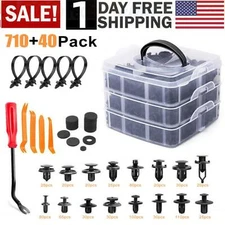 750 Pcs Car Retainer Clips Auto Fasteners Push Trim Clips Pin Rivet Bumper Black