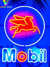 Mobilgas Pegasus Gasoline Gas 24"x20" Neon Light Sign Lamp HD Vivid With Dimmer
