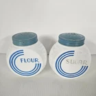 Anchor Hocking Vintage Vitrock Milk Glass Flour & Sugar Shakers Made in USA