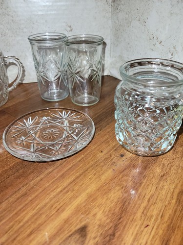 Stunning Misc Set Of Early American Prescut Glassware Star Of David - Picture 3 of 10