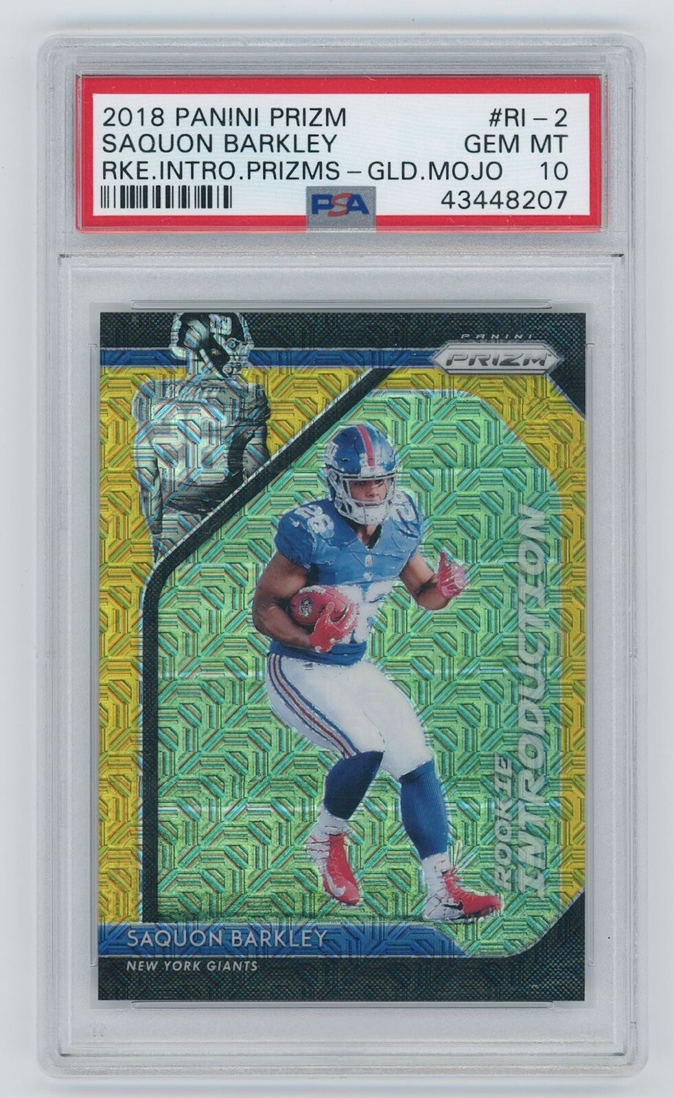 Saquon Barkley Panini Prizm Rookie Introduction #RI2 Gold Mojo