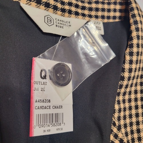 Candace Cameron Bure Gingham Blazer Jacket 2XP Black/ Rose Academia Transitional - Picture 3 of 16