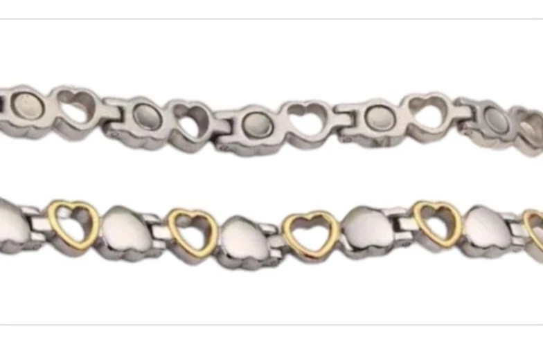 Armband Magnet Edelstahl Bicolor Look Herz Elemente Damen Modeschmuck - Bild 3 von 4