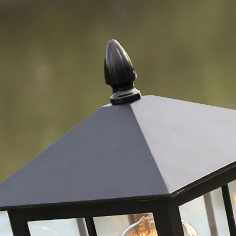 Modern Pillar Light Outdoor Garden Gate Post Lamp Glass Black Lantern Lighting - Image 3 of 4