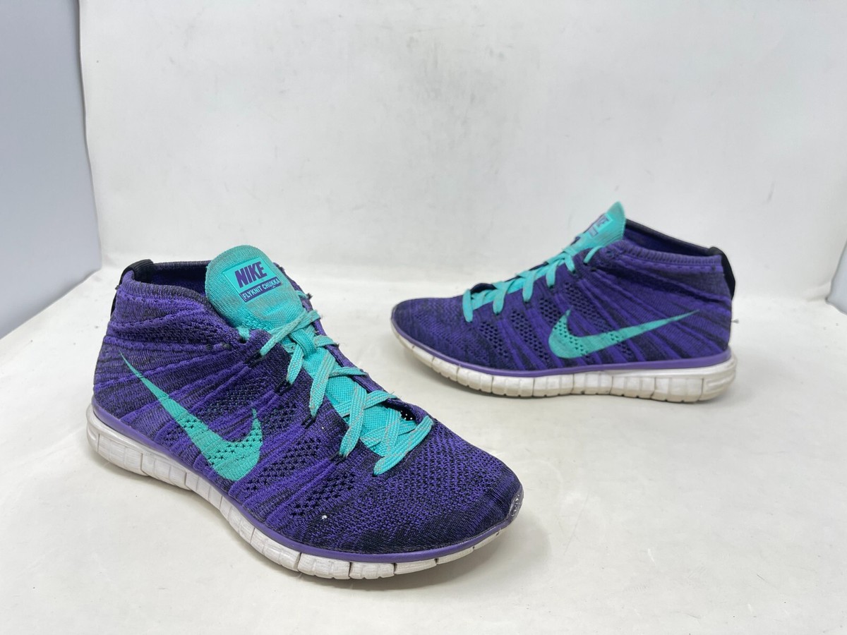 WOMENS NIKE AIR FLYKNIT FK CHUKKA GRAPE PURPLE TEAL JADE BLUE 639699-500 SZ 