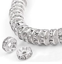 300PCS Rondelle Spacer Beads for Jewelry Making 6Mm Rhinestone Spacer Beads Crys