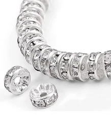 300PCS Rondelle Spacer Beads for Jewelry Making 6Mm Rhinestone Spacer Beads Crys